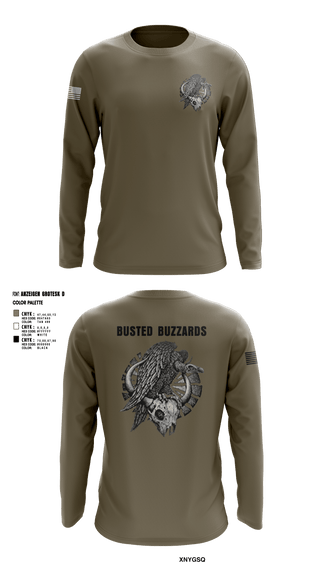 Long Sleeve Performance Shirt, CREW 3 BUSTED BUZZARDS, Army, Teamtime, Team time, sublimation, custom sports apparel, team uniforms, spirit wear, spiritwear, sports uniforms, custom shirts, team store, custom team store, fundraiser sports, apparel fundraiser