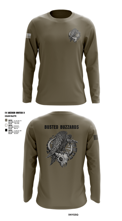 CREW 3 BUSTED BUZZARDS 64090708 Long Sleeve Performance Shirt - 6