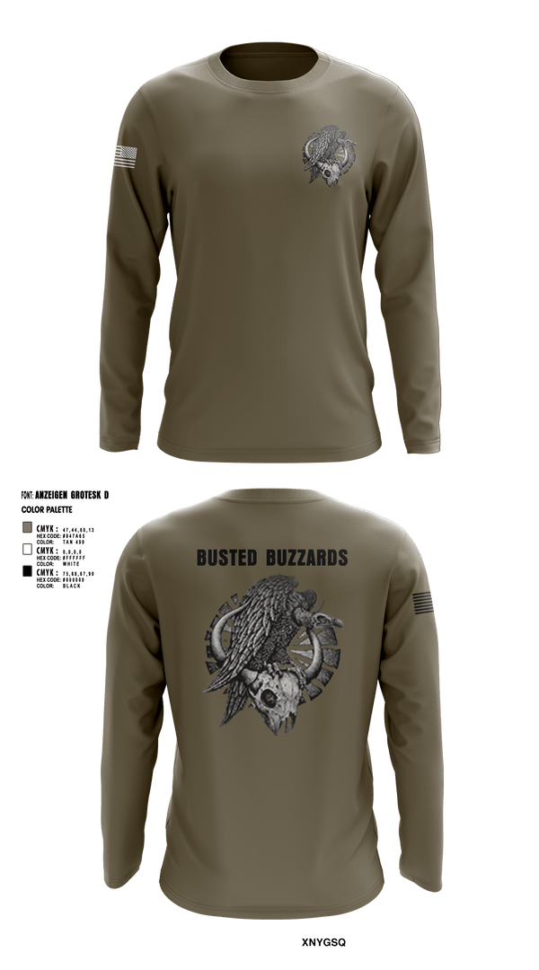 Long Sleeve Performance Shirt, CREW 3 BUSTED BUZZARDS, Army, Teamtime, Team time, sublimation, custom sports apparel, team uniforms, spirit wear, spiritwear, sports uniforms, custom shirts, team store, custom team store, fundraiser sports, apparel fundraiser