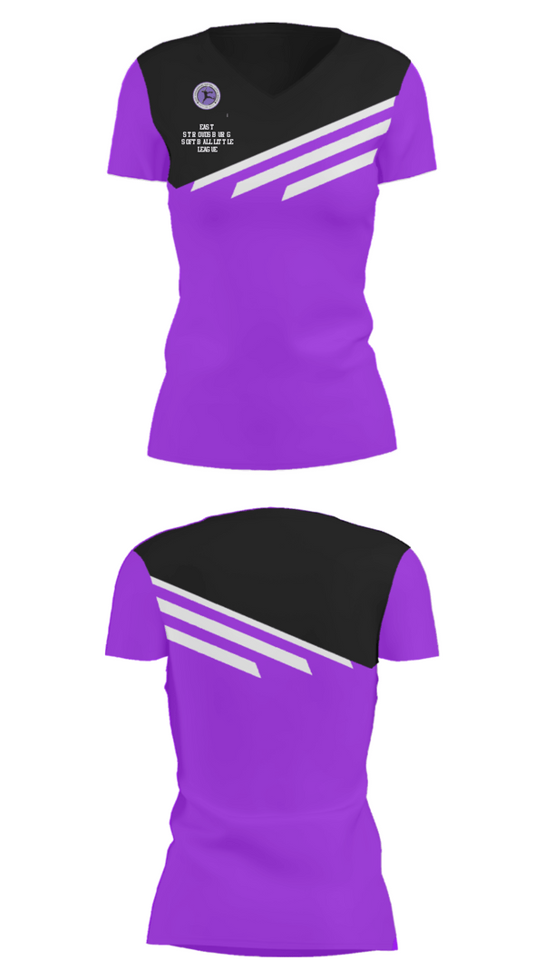 Women's Short Sleeve Vneck Shirt, East Stroudsburg Softball Little League, Softball, Teamtime, Team time, sublimation, custom sports apparel, team uniforms, spirit wear, spiritwear, sports uniforms, custom shirts, team store, custom team store, fundraiser sports, apparel fundraiser