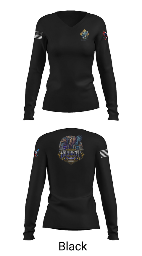 Womens Long Sleeve Vneck Shirt, Baskett Transport LLC, , Teamtime, Team time, sublimation, custom sports apparel, team uniforms, spirit wear, spiritwear, sports uniforms, custom shirts, team store, custom team store, fundraiser sports, apparel fundraiser