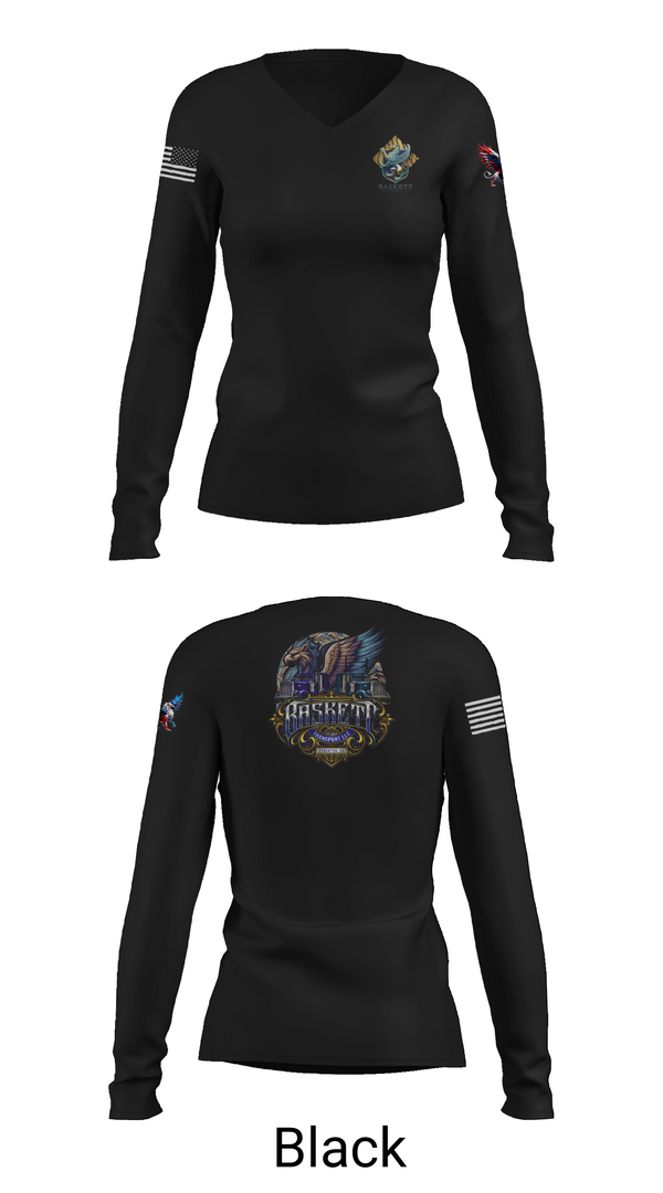 Womens Long Sleeve Vneck Shirt, Baskett Transport LLC, , Teamtime, Team time, sublimation, custom sports apparel, team uniforms, spirit wear, spiritwear, sports uniforms, custom shirts, team store, custom team store, fundraiser sports, apparel fundraiser