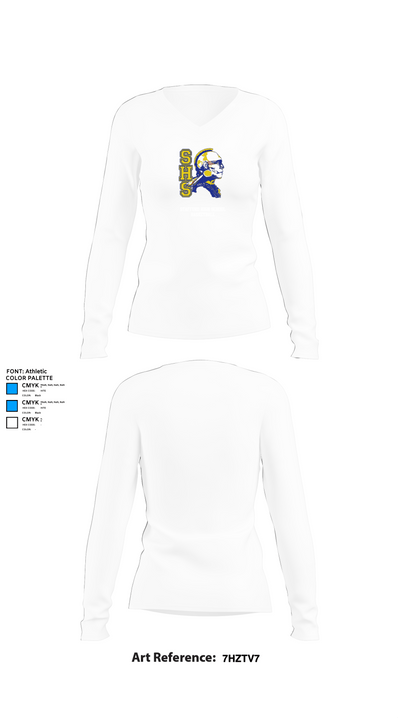 Stafford High School Basketball 81575563 Women's Long Sleeve V-neck Shirt -1 15