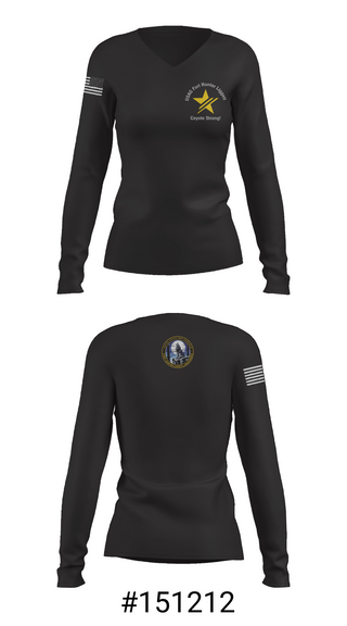 Womens Long Sleeve Vneck Shirt, USAG Fort Hunter Liggett, Army, Teamtime, Team time, sublimation, custom sports apparel, team uniforms, spirit wear, spiritwear, sports uniforms, custom shirts, team store, custom team store, fundraiser sports, apparel fundraiser