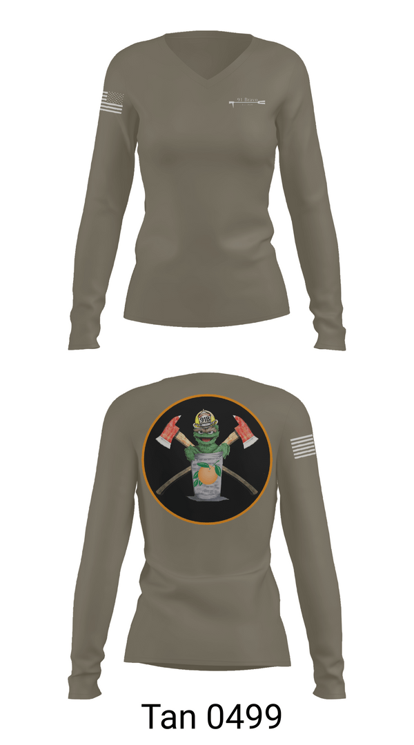 Womens Long Sleeve Vneck Shirt, 91 Bravo, Fire Department, Teamtime, Team time, sublimation, custom sports apparel, team uniforms, spirit wear, spiritwear, sports uniforms, custom shirts, team store, custom team store, fundraiser sports, apparel fundraiser