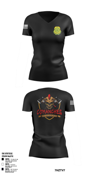 Womens Short Sleeve Vneck Shirt, C Co., 795th MP BN, Army, Teamtime, Team time, sublimation, custom sports apparel, team uniforms, spirit wear, spiritwear, sports uniforms, custom shirts, team store, custom team store, fundraiser sports, apparel fundraiser