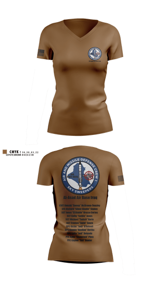 Womens Short Sleeve Vneck Shirt, Bravo Battery, 4th Battalion, 3rd Air Defense Artillery Regiment, Army, Teamtime, Team time, sublimation, custom sports apparel, team uniforms, spirit wear, spiritwear, sports uniforms, custom shirts, team store, custom team store, fundraiser sports, apparel fundraiser