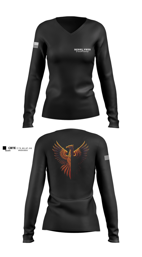 Womens Long Sleeve Vneck Shirt, RebelVetsCreations, Army, Teamtime, Team time, sublimation, custom sports apparel, team uniforms, spirit wear, spiritwear, sports uniforms, custom shirts, team store, custom team store, fundraiser sports, apparel fundraiser