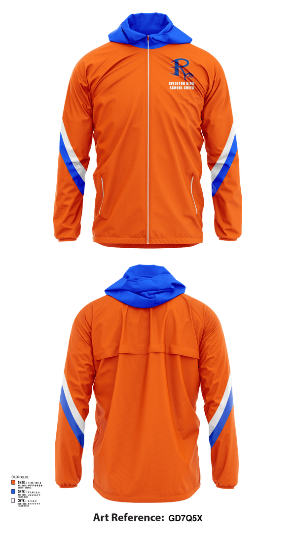 Windbreaker, Riverton High School Cheer, Cheer, Teamtime, Team time, sublimation, custom sports apparel, team uniforms, spirit wear, spiritwear, sports uniforms, custom shirts, team store, custom team store, fundraiser sports, apparel fundraiser