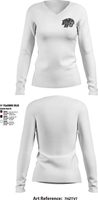 Panthers Volleyball 53574840 Women's Long Sleeve V-neck Shirt - 5