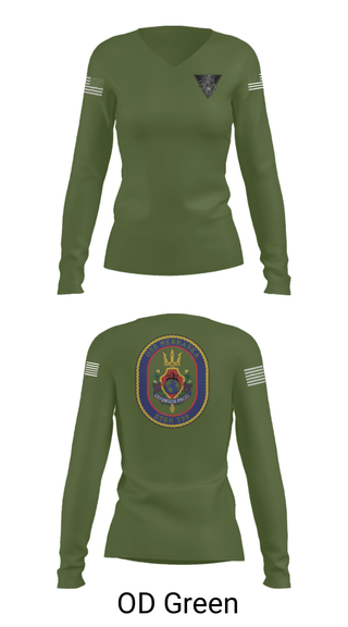 Women's Long Sleeve Vneck Shirt, USS Nebraska, Navy, Teamtime, Team time, sublimation, custom sports apparel, team uniforms, spirit wear, spiritwear, sports uniforms, custom shirts, team store, custom team store, fundraiser sports, apparel fundraiser