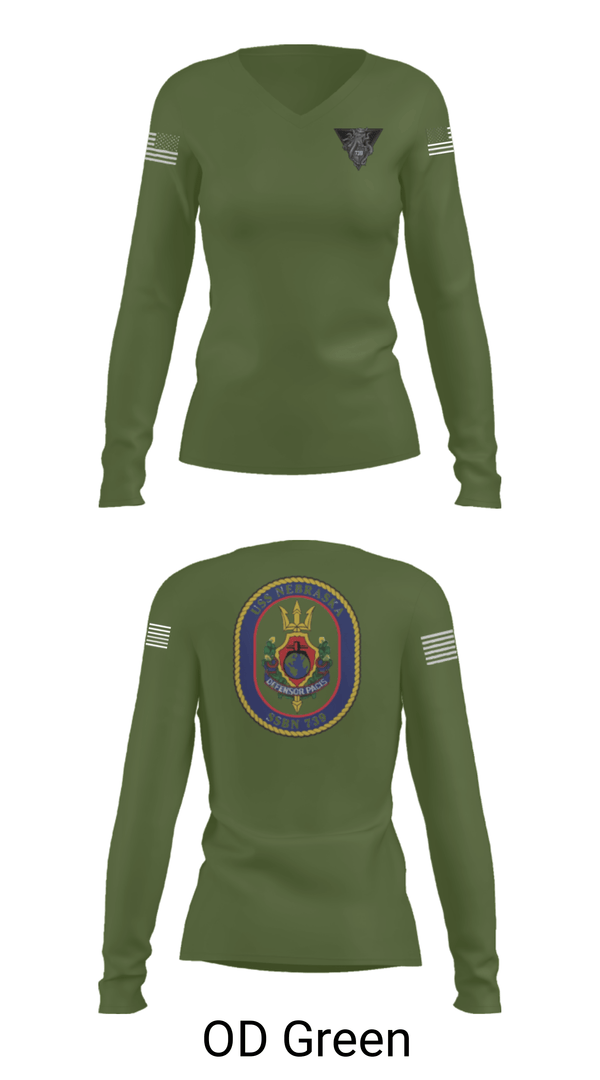 Women's Long Sleeve Vneck Shirt, USS Nebraska, Navy, Teamtime, Team time, sublimation, custom sports apparel, team uniforms, spirit wear, spiritwear, sports uniforms, custom shirts, team store, custom team store, fundraiser sports, apparel fundraiser