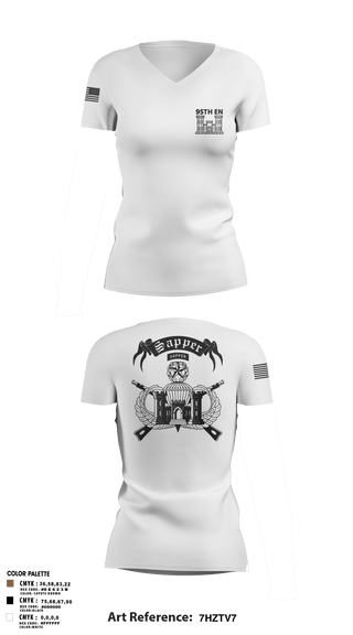 Womens Short Sleeve Vneck Shirt, 95TH EN, Army, Teamtime, Team time, sublimation, custom sports apparel, team uniforms, spirit wear, spiritwear, sports uniforms, custom shirts, team store, custom team store, fundraiser sports, apparel fundraiser