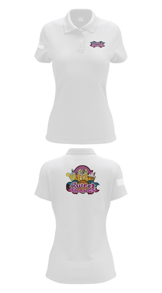 Womens Short Sleeve Performance Polo, Sweet Thangs, , Teamtime, Team time, sublimation, custom sports apparel, team uniforms, spirit wear, spiritwear, sports uniforms, custom shirts, team store, custom team store, fundraiser sports, apparel fundraiser