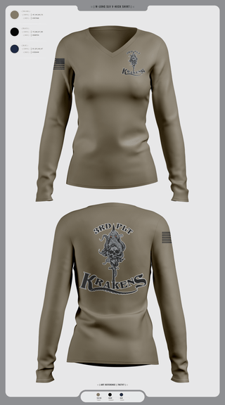 Womens Long Sleeve Vneck Shirt, 3RD PLT95TH CBRN3rd plt, Army, Teamtime, Team time, sublimation, custom sports apparel, team uniforms, spirit wear, spiritwear, sports uniforms, custom shirts, team store, custom team store, fundraiser sports, apparel fundraiser