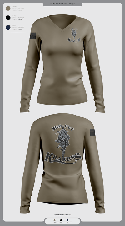 3RD PLT95TH CBRN 57596353 Women's Long Sleeve V-neck Shirt - 1