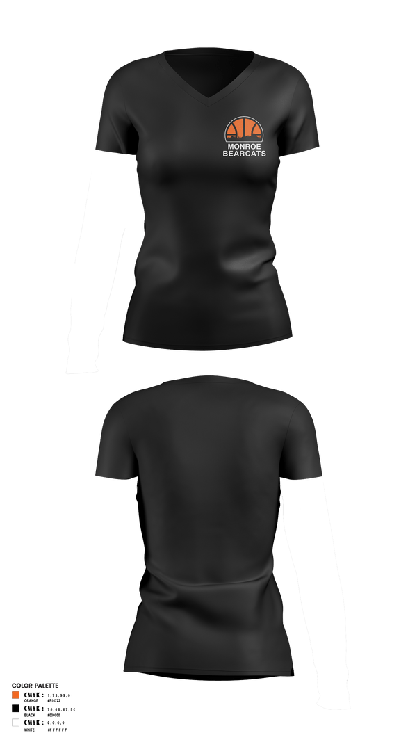 Womens Short Sleeve Vneck Shirt, Monroe High School Basketball, Women's Basketball, Teamtime, Team time, sublimation, custom sports apparel, team uniforms, spirit wear, spiritwear, sports uniforms, custom shirts, team store, custom team store, fundraiser sports, apparel fundraiser