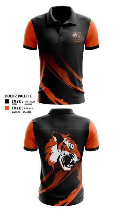 Oliver Ames High School Wrestling 5385977 Short Sleeve Performance Polo - 1