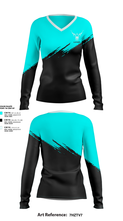 Womens Long Sleeve Vneck Shirt, URLANIURLANI, E-Sports, Teamtime, Team time, sublimation, custom sports apparel, team uniforms, spirit wear, spiritwear, sports uniforms, custom shirts, team store, custom team store, fundraiser sports, apparel fundraiser