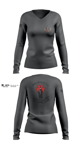 Women's Long Sleeve Vneck Shirt, 1-111 MTR renew1-111 SkinWalker renew, National Guard, Teamtime, Team time, sublimation, custom sports apparel, team uniforms, spirit wear, spiritwear, sports uniforms, custom shirts, team store, custom team store, fundraiser sports, apparel fundraiser