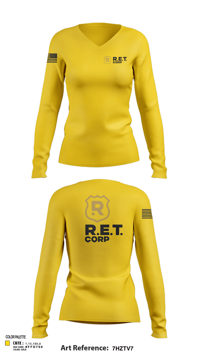 RET CORP 33326250 Women's Long Sleeve V-neck Shirt - 122