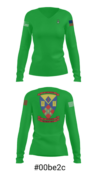 Women's Long Sleeve Vneck Shirt, 2nd battalion , 5th marines, Marines, Teamtime, Team time, sublimation, custom sports apparel, team uniforms, spirit wear, spiritwear, sports uniforms, custom shirts, team store, custom team store, fundraiser sports, apparel fundraiser