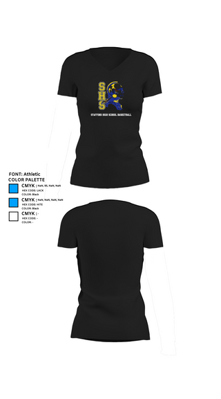 Womens Short Sleeve Vneck Shirt, Stafford High School Basketball, Women's Basketball, Teamtime, Team time, sublimation, custom sports apparel, team uniforms, spirit wear, spiritwear, sports uniforms, custom shirts, team store, custom team store, fundraiser sports, apparel fundraiser