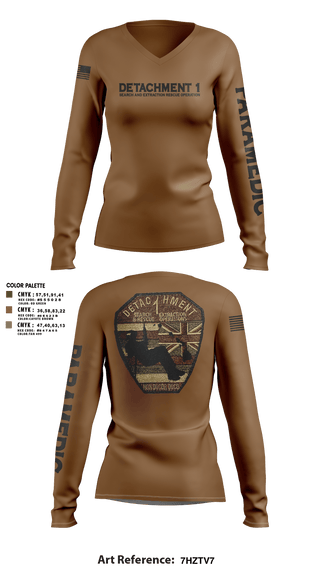 Womens Long Sleeve Vneck Shirt, Detachment 1, Air Force, Teamtime, Team time, sublimation, custom sports apparel, team uniforms, spirit wear, spiritwear, sports uniforms, custom shirts, team store, custom team store, fundraiser sports, apparel fundraiser