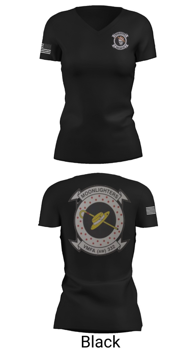 VMFA-332 The Moonlighters 29098342 Women's Short Sleeve V-neck Shirt - 28