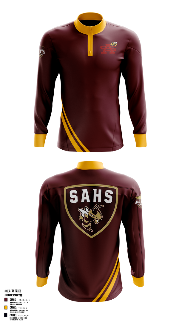 Quarter Zip Jacket, St Augustine Yellow Jackets, Swimming, Teamtime, Team time, sublimation, custom sports apparel, team uniforms, spirit wear, spiritwear, sports uniforms, custom shirts, team store, custom team store, fundraiser sports, apparel fundraiser