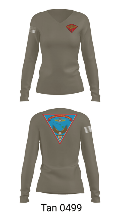 Marine Air Group 24 32391498 Women's Long Sleeve V-neck Shirt -1 77