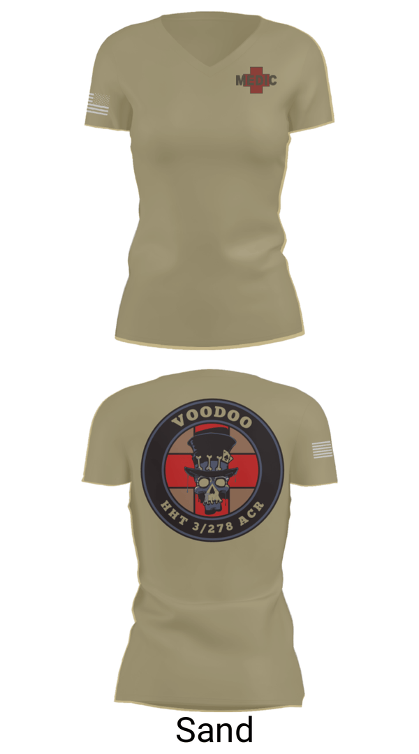 Women's Short Sleeve Vneck Shirt, Voodoo Medics, National Guard, Teamtime, Team time, sublimation, custom sports apparel, team uniforms, spirit wear, spiritwear, sports uniforms, custom shirts, team store, custom team store, fundraiser sports, apparel fundraiser