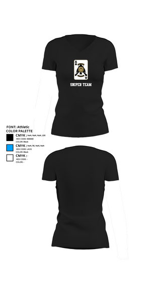Womens Short Sleeve Vneck Shirt, Sniper Team, , Teamtime, Team time, sublimation, custom sports apparel, team uniforms, spirit wear, spiritwear, sports uniforms, custom shirts, team store, custom team store, fundraiser sports, apparel fundraiser