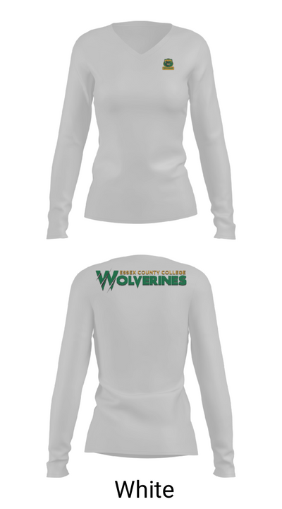 Essex County College Track and Field 69472319 Women's Long Sleeve V-neck Shirt - 6