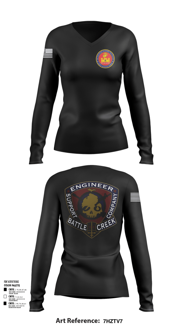 Womens Long Sleeve Vneck Shirt 1, 6th Engineer Support, Marines, Teamtime, Team time, sublimation, custom sports apparel, team uniforms, spirit wear, spiritwear, sports uniforms, custom shirts, team store, custom team store, fundraiser sports, apparel fundraiser