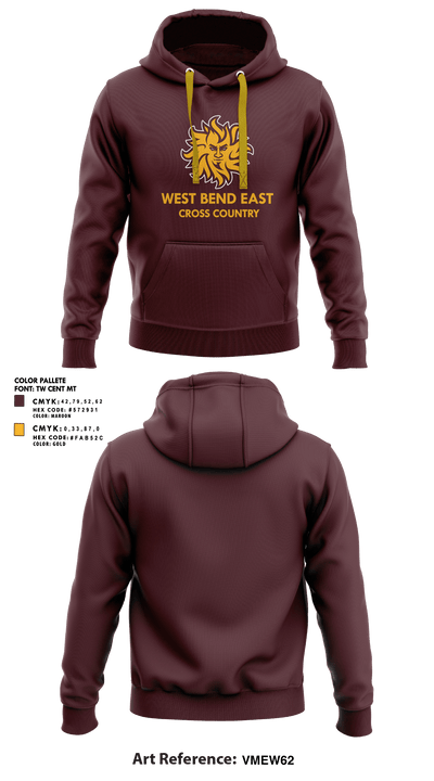West Bend East High School Cross Country 4328921 Hoodie - 1