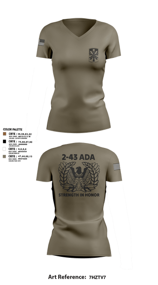 Womens Short Sleeve Vneck Shirt, 2/43 ADA, Army, Teamtime, Team time, sublimation, custom sports apparel, team uniforms, spirit wear, spiritwear, sports uniforms, custom shirts, team store, custom team store, fundraiser sports, apparel fundraiser