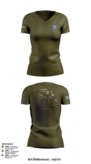 Womens Short Sleeve Vneck Shirt, C Co 1-125th IN, , Teamtime, Team time, sublimation, custom sports apparel, team uniforms, spirit wear, spiritwear, sports uniforms, custom shirts, team store, custom team store, fundraiser sports, apparel fundraiser