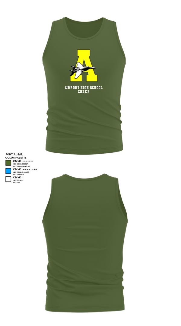 Tank Top, Airport High School Cheer, Cheer, Teamtime, Team time, sublimation, custom sports apparel, team uniforms, spirit wear, spiritwear, sports uniforms, custom shirts, team store, custom team store, fundraiser sports, apparel fundraiser