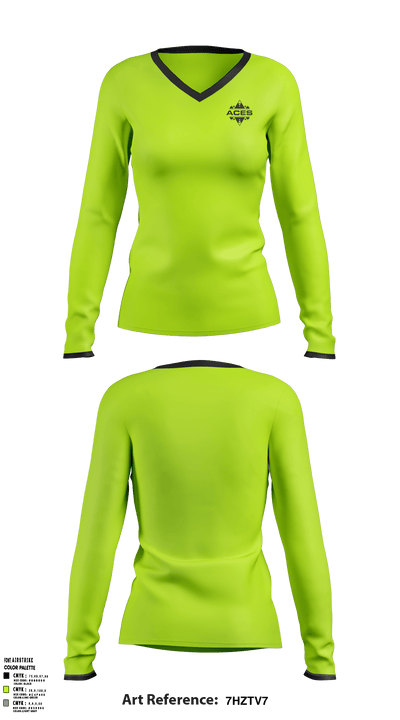 Georgia Aces 68978353 Women's Long Sleeve V-neck Shirt - 4