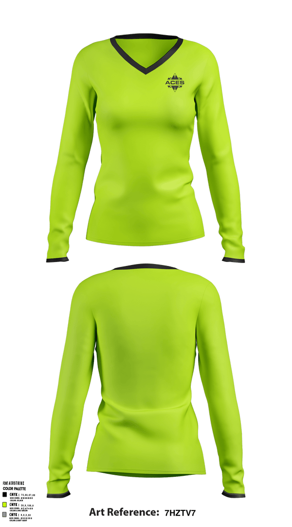 Womens Long Sleeve Vneck Shirt, Georgia Aces, Women's Volleyball, Teamtime, Team time, sublimation, custom sports apparel, team uniforms, spirit wear, spiritwear, sports uniforms, custom shirts, team store, custom team store, fundraiser sports, apparel fundraiser