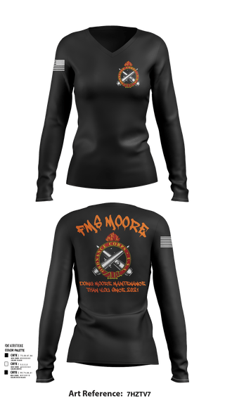 Womens Long Sleeve Vneck Shirt 1, FMS Moore, Army, Teamtime, Team time, sublimation, custom sports apparel, team uniforms, spirit wear, spiritwear, sports uniforms, custom shirts, team store, custom team store, fundraiser sports, apparel fundraiser