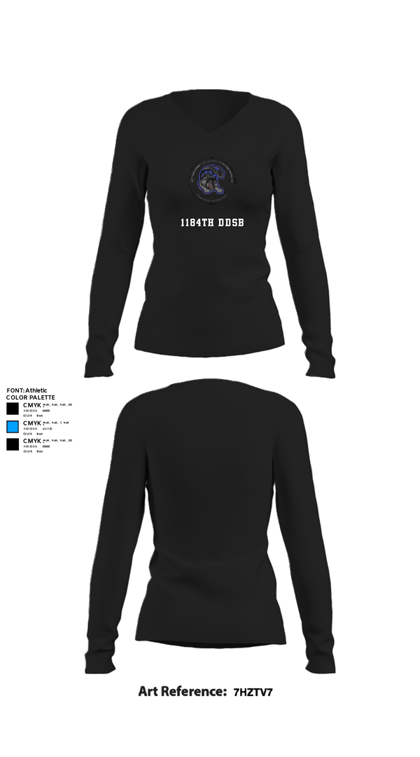 Womens Long Sleeve Vneck Shirt, 1184th DDSB, Army, Teamtime, Team time, sublimation, custom sports apparel, team uniforms, spirit wear, spiritwear, sports uniforms, custom shirts, team store, custom team store, fundraiser sports, apparel fundraiser