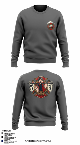 Crew Neck Sweatshirt, Station 51, Fire Department, Teamtime, Team time, sublimation, custom sports apparel, team uniforms, spirit wear, spiritwear, sports uniforms, custom shirts, team store, custom team store, fundraiser sports, apparel fundraiser