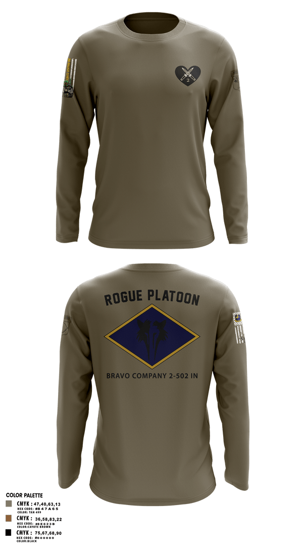 Long Sleeve Performance Shirt, B. CO 2-502, Army, Teamtime, Team time, sublimation, custom sports apparel, team uniforms, spirit wear, spiritwear, sports uniforms, custom shirts, team store, custom team store, fundraiser sports, apparel fundraiser