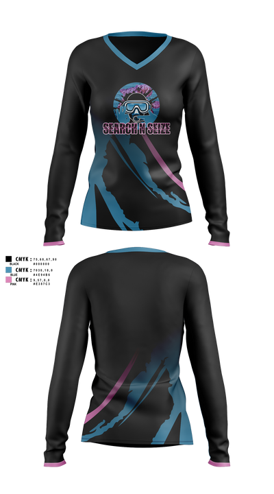 SearchNSeize Women's Long Sleeve V-neck Shirt - 2