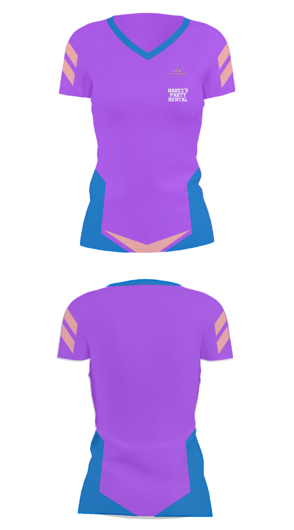 Women's Short Sleeve Vneck Shirt, Narez's Party RentalNarez's Party Rental, , Teamtime, Team time, sublimation, custom sports apparel, team uniforms, spirit wear, spiritwear, sports uniforms, custom shirts, team store, custom team store, fundraiser sports, apparel fundraiser