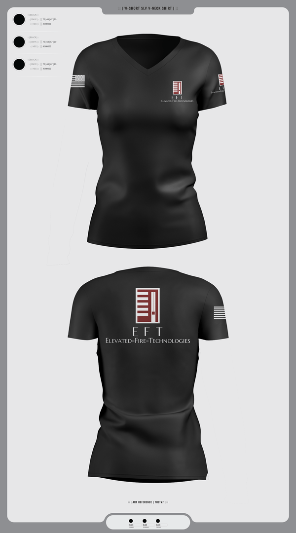 Womens Short Sleeve Vneck Shirt, Elevated Fire Technologies Inc, Fire Department, Teamtime, Team time, sublimation, custom sports apparel, team uniforms, spirit wear, spiritwear, sports uniforms, custom shirts, team store, custom team store, fundraiser sports, apparel fundraiser