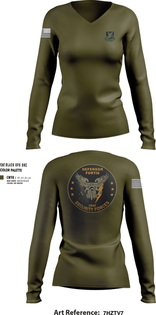Womens Long Sleeve Vneck Shirt, 314th Security Forces Squadron, Air Force, Teamtime, Team time, sublimation, custom sports apparel, team uniforms, spirit wear, spiritwear, sports uniforms, custom shirts, team store, custom team store, fundraiser sports, apparel fundraiser