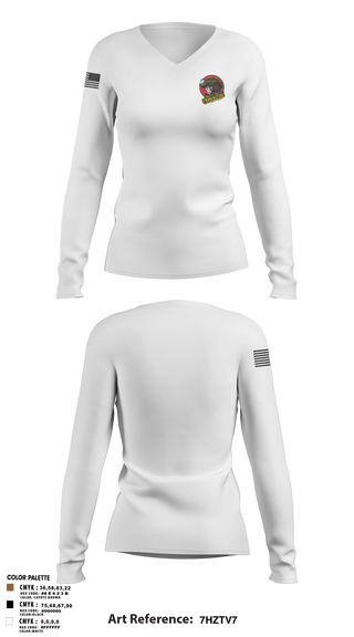 Womens Long Sleeve Vneck Shirt 1, C BTRY, 5-4 ADAR, Army, Teamtime, Team time, sublimation, custom sports apparel, team uniforms, spirit wear, spiritwear, sports uniforms, custom shirts, team store, custom team store, fundraiser sports, apparel fundraiser